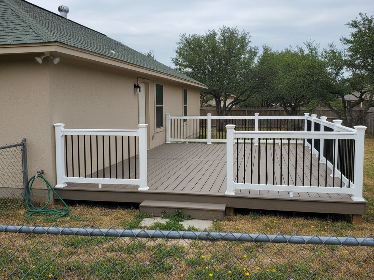 Allied Deck Solutions crew working on a home